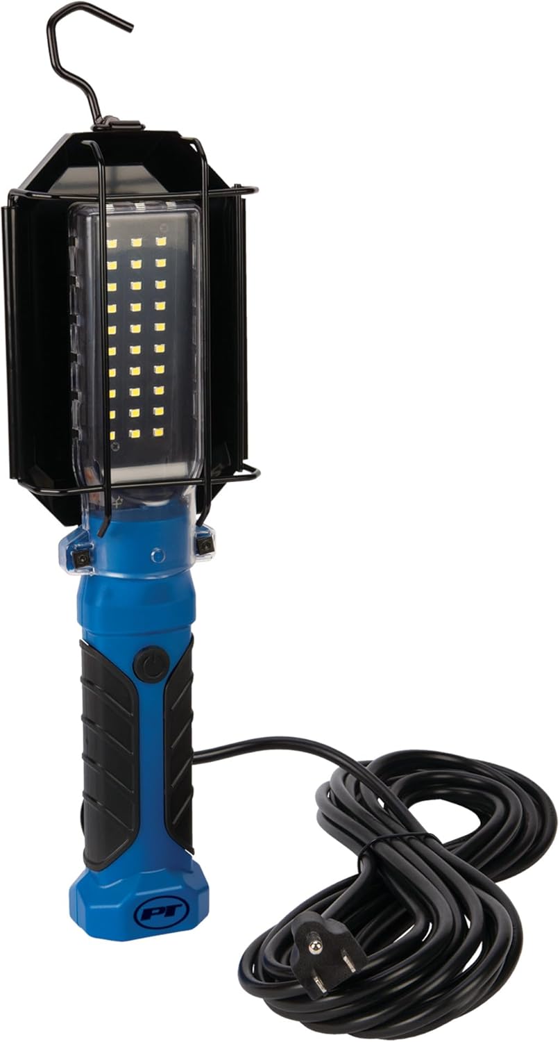 Performance Tool W2237 25' 18GA 1,000 lumen 120V LED Drop Light with Extra Built in 120V Outlet, 1 Pack