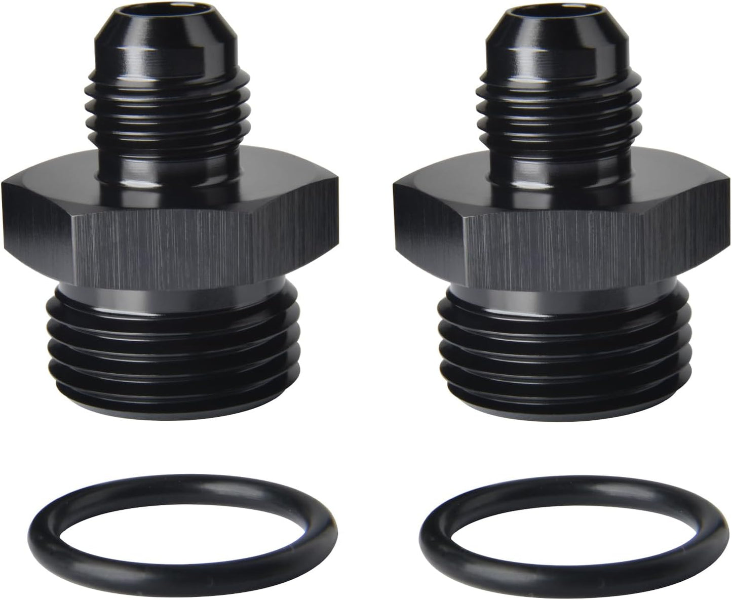 8AN Male Flare to 12AN 12 ORB O-ring Boss Fuel Rail Adapter Fitting Aluminum Black, Pack of 2