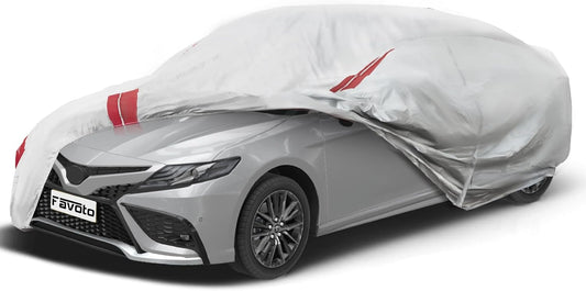 Favoto Sedan Car Cover Waterproof - Custom Fit for Toyota Camry (1996-2014) All Weather for Automobiles Outdoor with Reflective Stripe Snow Sun Dust UV Protection Full Exterior Cover