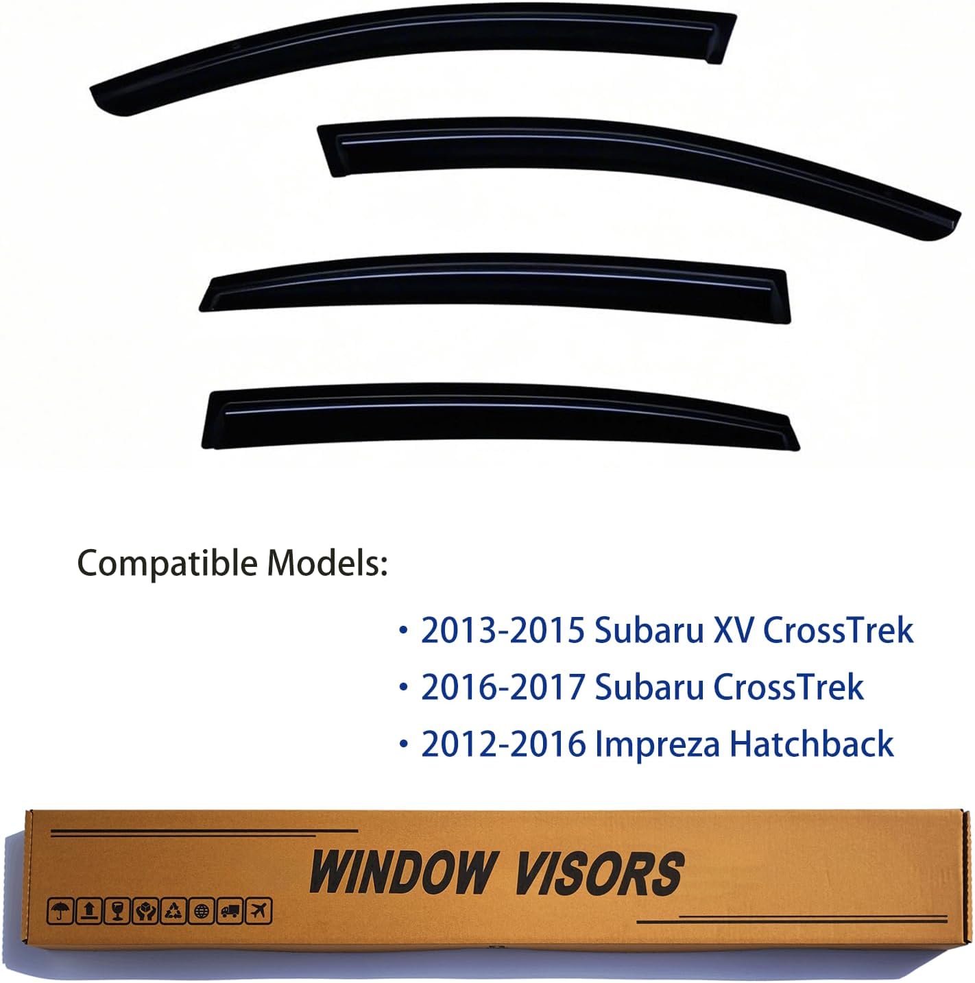 Window Visors Rain Guards fits 2013 2014 2015 XV CrossTrek, Out-Channel Window Wind Deflectors Vent Shades Accessories for 2016-2017 CrossTrek, 2012-2016 Impreza Hatchback, Dark Smoke 4 Pcs