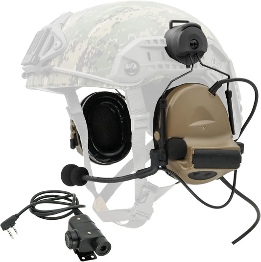COMTA 2 Helmet-Type Tactical Headset with U94 PTT 2pin，Noise Canceling Headphones，for Airsoft Hunting Shooting