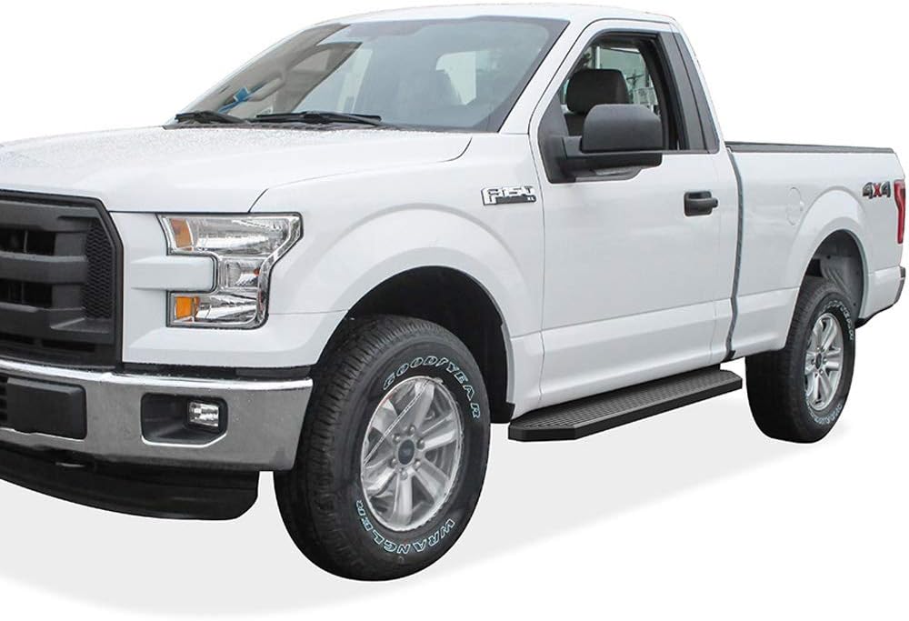 APS Black Stainless Steel Running Boards Style Compatible with Ford F150 2015-2025 Regular Cab & F-250 F-350 Super Duty 2017-2025 (Side Steps Side Bars) 6in Wide