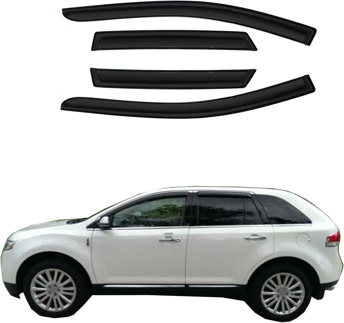 Wind Deflector Compatible with 2007-2014 Ford Edge/Lincoln MKX Smoke Sun/Rain Guard Window Visors 94141