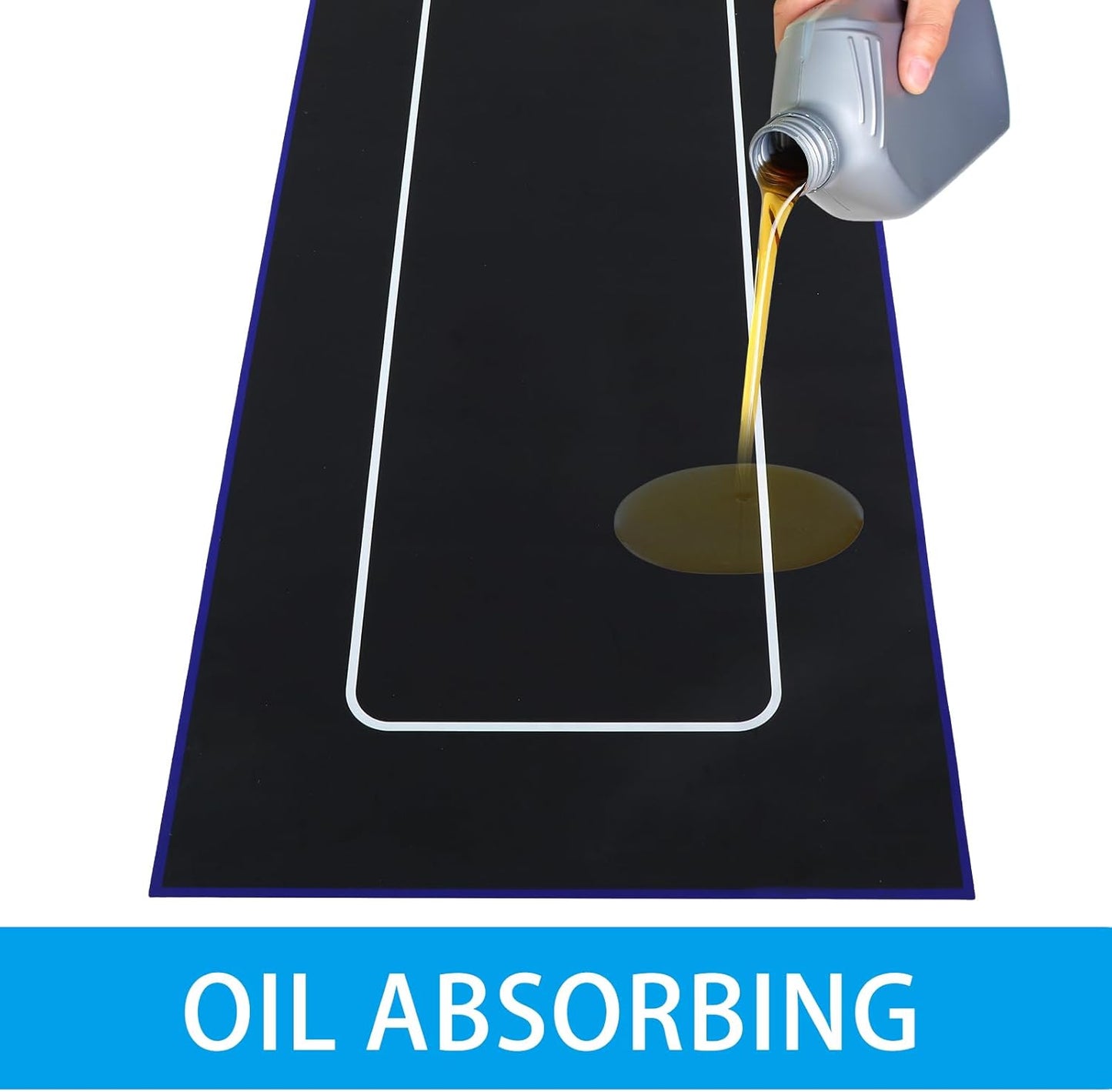 Motorcycle Mat 78 x 31 Inch Garage Floor Rug Washable Parking Mats for Garage Floors Non Slip Oil Absorbent Pad Rubber Backing Layer Protects Floor from Spills Drips Stains(Basic Style)