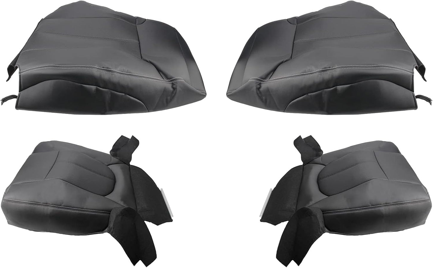 AUTOKAY Car Seat Covers for Ford Ford F250 F350 F450 F550 11-16, 4 Pcs Waterproof Faux Leatherette Cushion Cover Front Bottom & Top Back Synthetic Leather Seat Cover Black