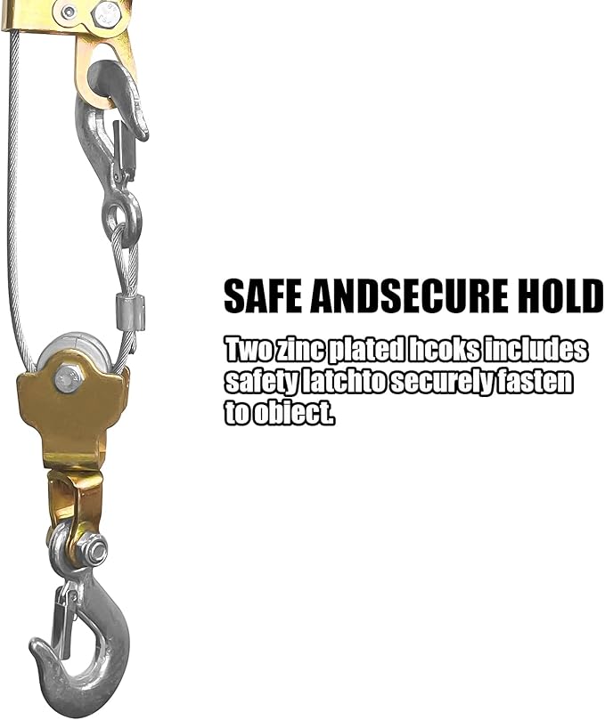 Come Along Winch 4 Ton (8800 lbs) Pulling Capacity 10 ft Steel Cable 3 Hooks Heavy Duty Ratchet Power Puller Tool with Dual Gears Automotive Hoist Cable Puller