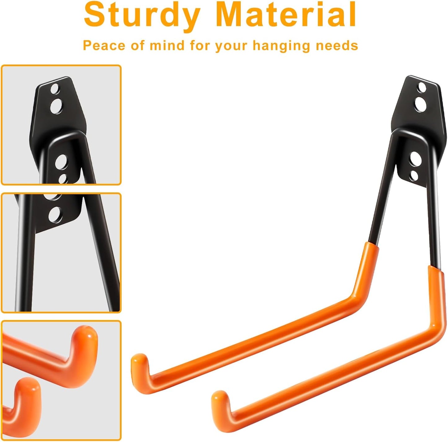 KURUI Heavy Duty Garage Hooks for Hanging, 2 Pack Metal Garage Organization Hooks, Garage Storage Hooks for Ladder Extension Cord Cable, Wall Mount Large Utility Hooks, Garden Tool Organizer/Hanger