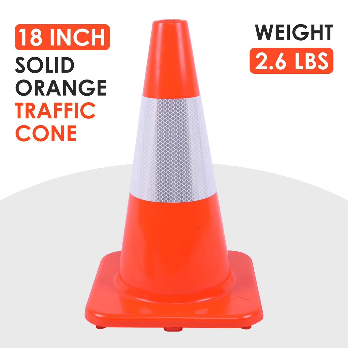 Overall Fluorescent Orange Red Integrated Traffic Cones, Road Cones for Parking Lot, Sport & Driving Training, Road Safety, Construction Events (18" Cone-8Pack)