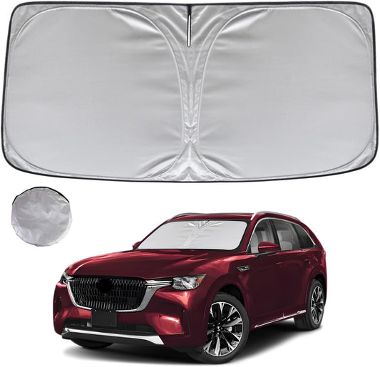 KAYZT Windshield Sun Shade for 2024-2025 2026 Mazda CX-90 CX90 Foldable Sunshade Front Window Custom Fit Car Accessories