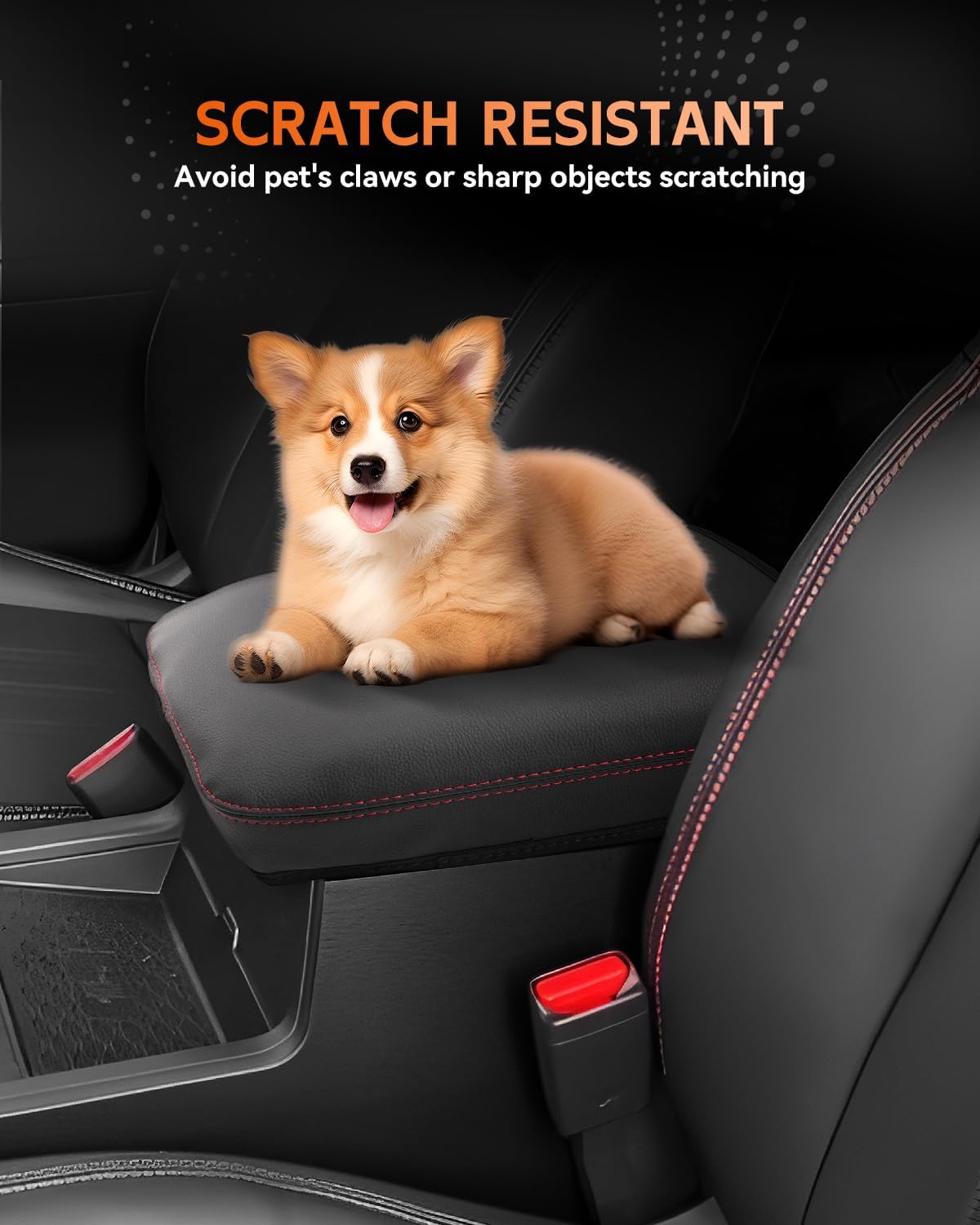 CDEFG for Nissan Frontier 2022-2025 Center Console Cover Armrest Box Cover for Frontier (S, SV, SL, Pro-X, Pro-4X) 2022 2023 2024 2025 Accessories Console Arm Rest Protector Red Line