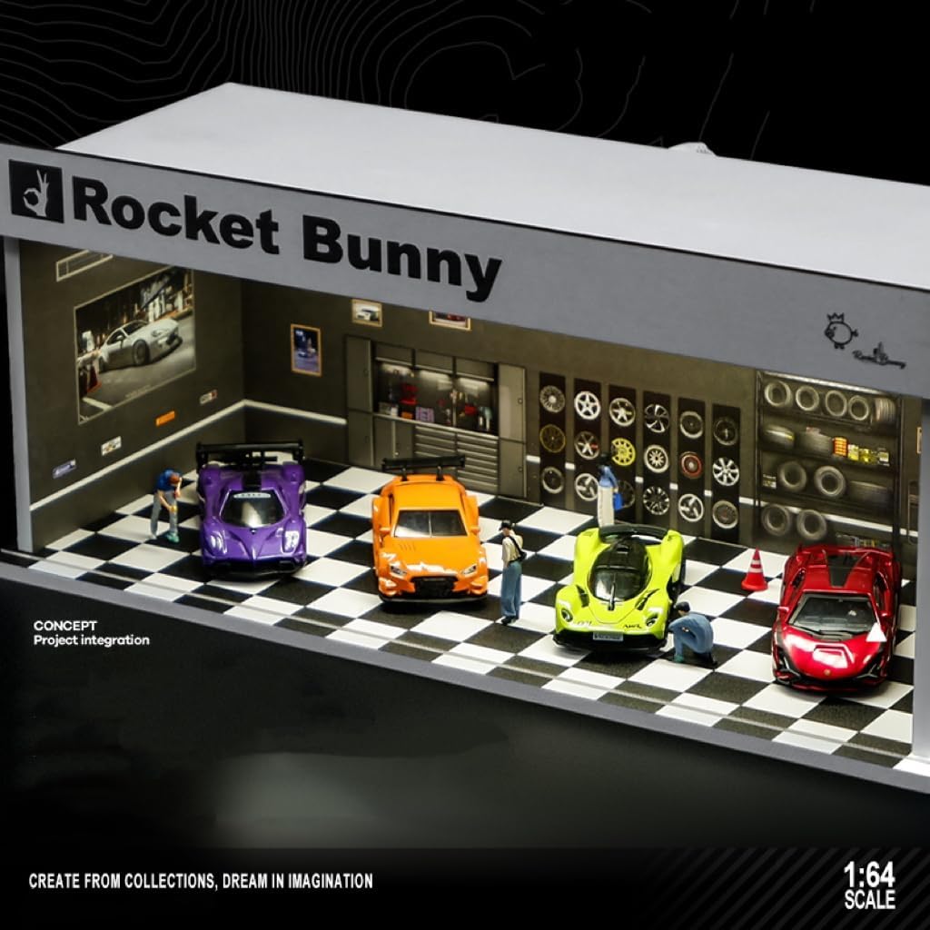 Display Case for Hot Wheels: Stackable Parking Garage for 1/64 Scale Matchbox Toy Car, FoamBoard Storage for Monster Trucks with LED Light and Acrylic Cover, 2025 Upgraded Graffiti Wall