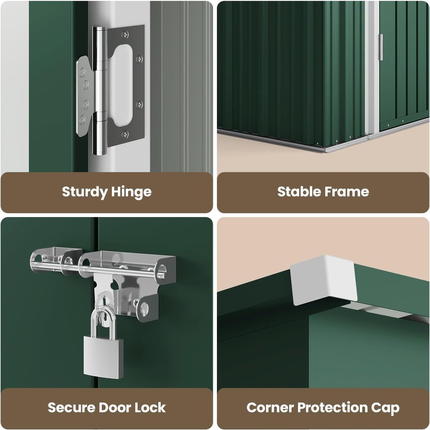 Bealife 6' x 4' Outdoor Storage Shed Clearance, Metal Outdoor Storage Cabinet with Double Lockable Doors, Waterproof Tool Shed, Backyard Shed for Garden, Patio, Lawn (Green)