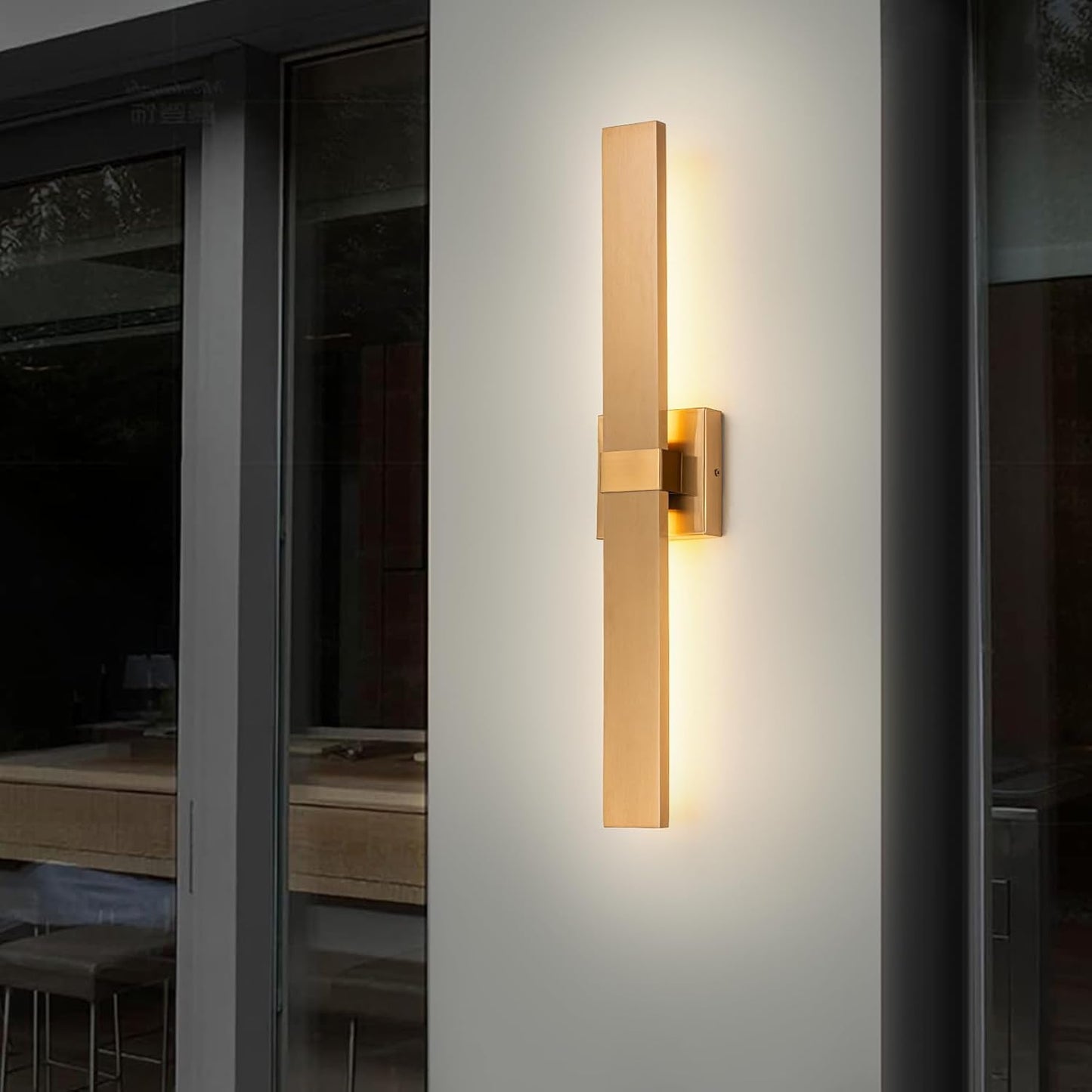 Modern LED Outdoor Wall Sconce 27.2" Gold Outdoor Wall Lights Exterior, Outdoor Light Fixtures Wall Mount on House, Garage, Porch, Patio, Front Door etc