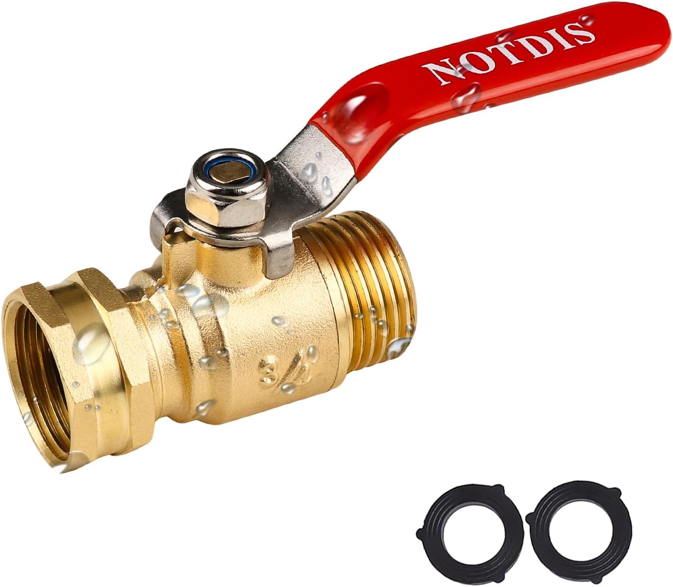 Brass Garden Hose Shut Off Valve with Full-Flow Design - Heavy Duty 3/4" GHT Connector, 304 Stainless Steel Handle (Corrosion-Resistant)
