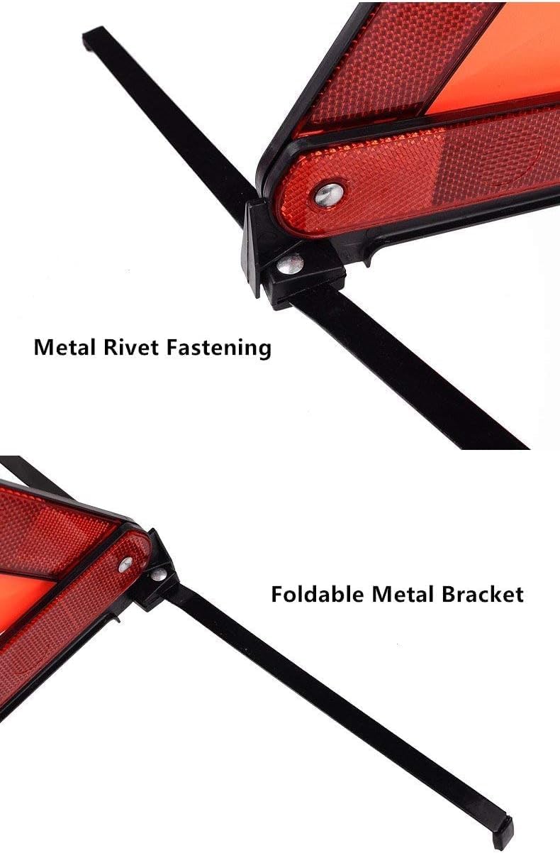 aikko Safety Triangle Kit Road Emergency Warning Reflector Roadside Reflective Early Warning Sign, Foldable 6 Pack of Emergency Car Kit