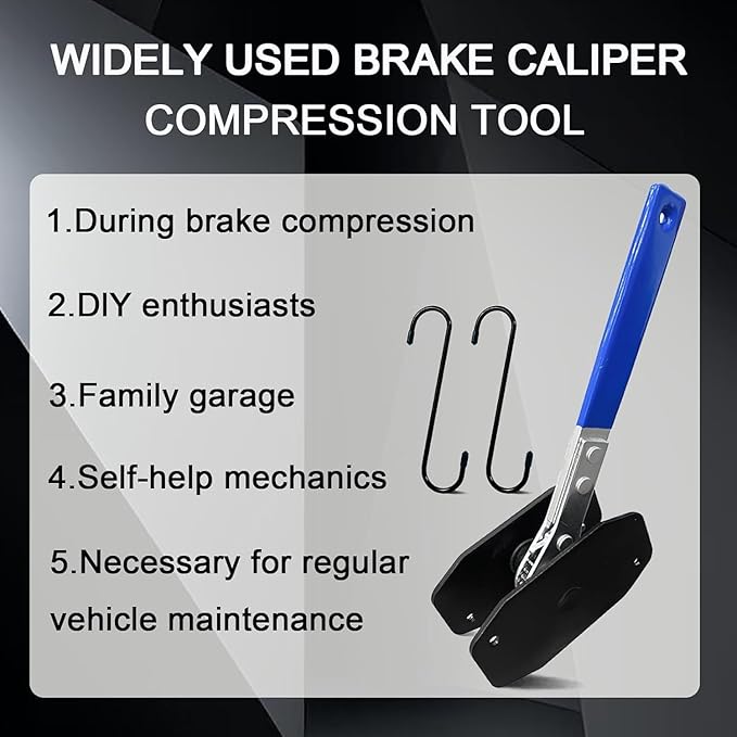 Brake Caliper Compression Tool, Brake Caliper Tool, Caliper Piston Compressor Tool with 2 Heavy-Duty Caliper Hooks, 5-in-1 Universal 360° Ratcheting System for Car Disc Brake Repair Blue (Blue)