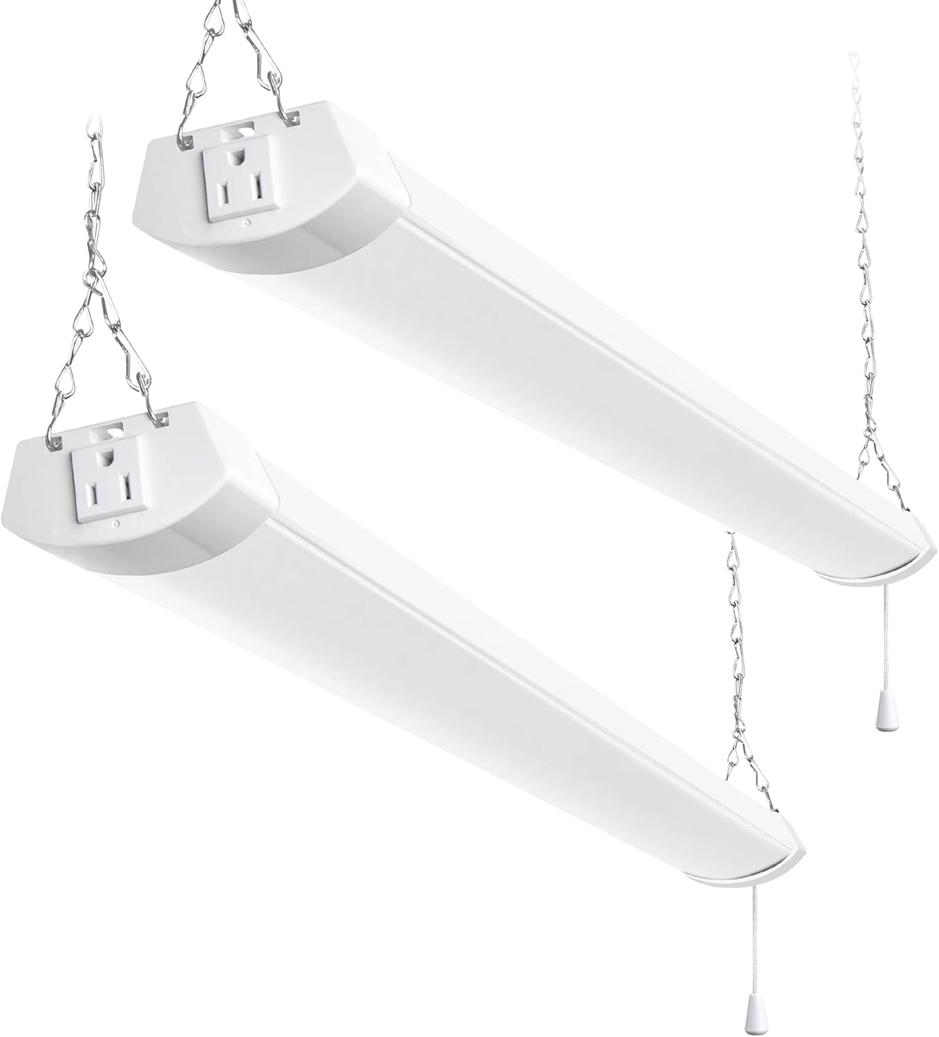 hykolity 4FT 70W LED Shop Light Linkable, 8000lm(300w Equivalent), 5000K Utility Shop Lights for Garages, Workshops, Basements, Hanging or FlushMount, with Power Cord and Pull Chain, ETL,White, 2 Pack