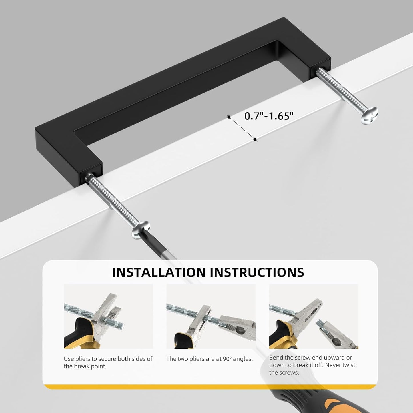 Goldenwarm 1 Pack Black Square Bar Cabinet Pull Drawer Handle Stainless Steel Modern Hardware for Kitchen and Bathroom Cabinets Cupboard,Center to Center 7-1/2in(192mm)