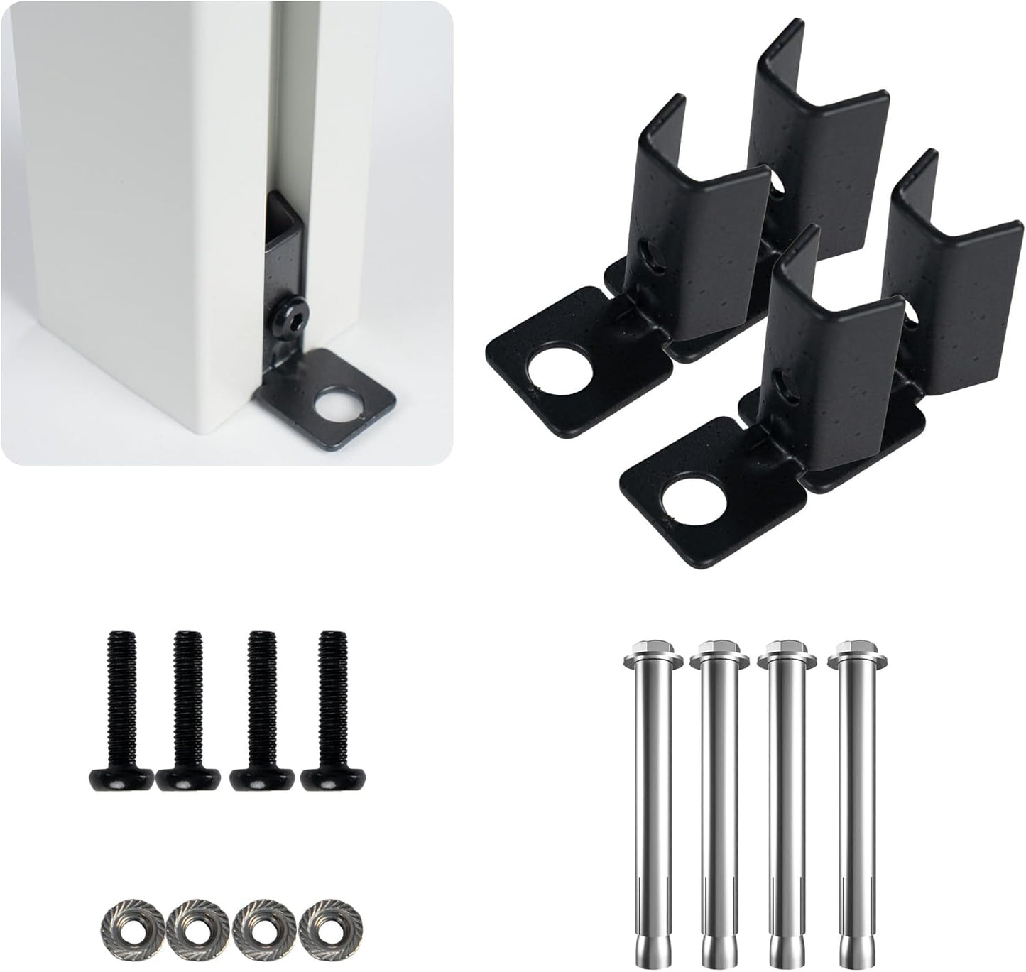 Kozyard Ground Mounting Kit for 2-Panel Privacy Screens – Perfect for Securing to Concrete – Helps Hide Clutter and Keep Your Outdoor Space Neat – Fits Both White & Black Panels