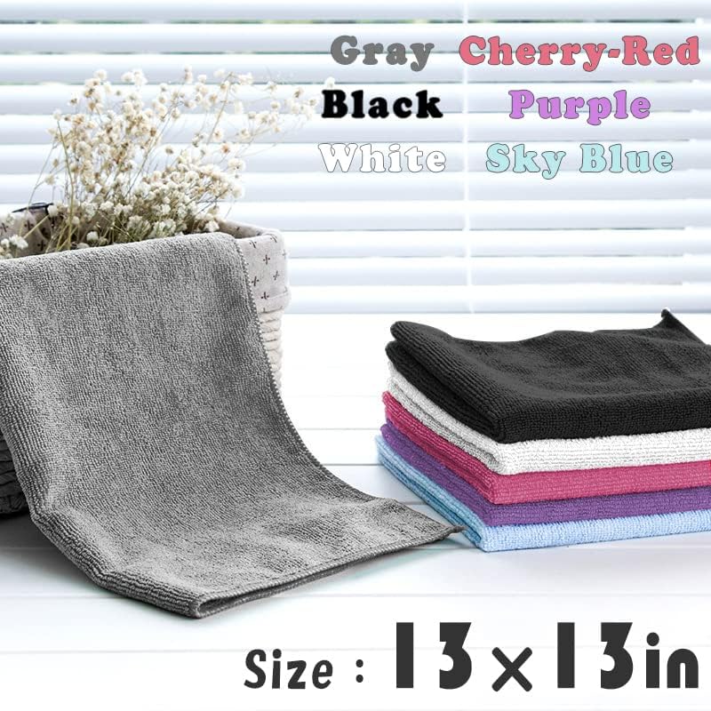 Microfiber Cleaning Cloth-50Pcs (13x13 inch) Ultra Soft Highly Absorbent Rags, Reusable Lint-Free Cleaning Towels for Housekeeping-Machine Wash (White)