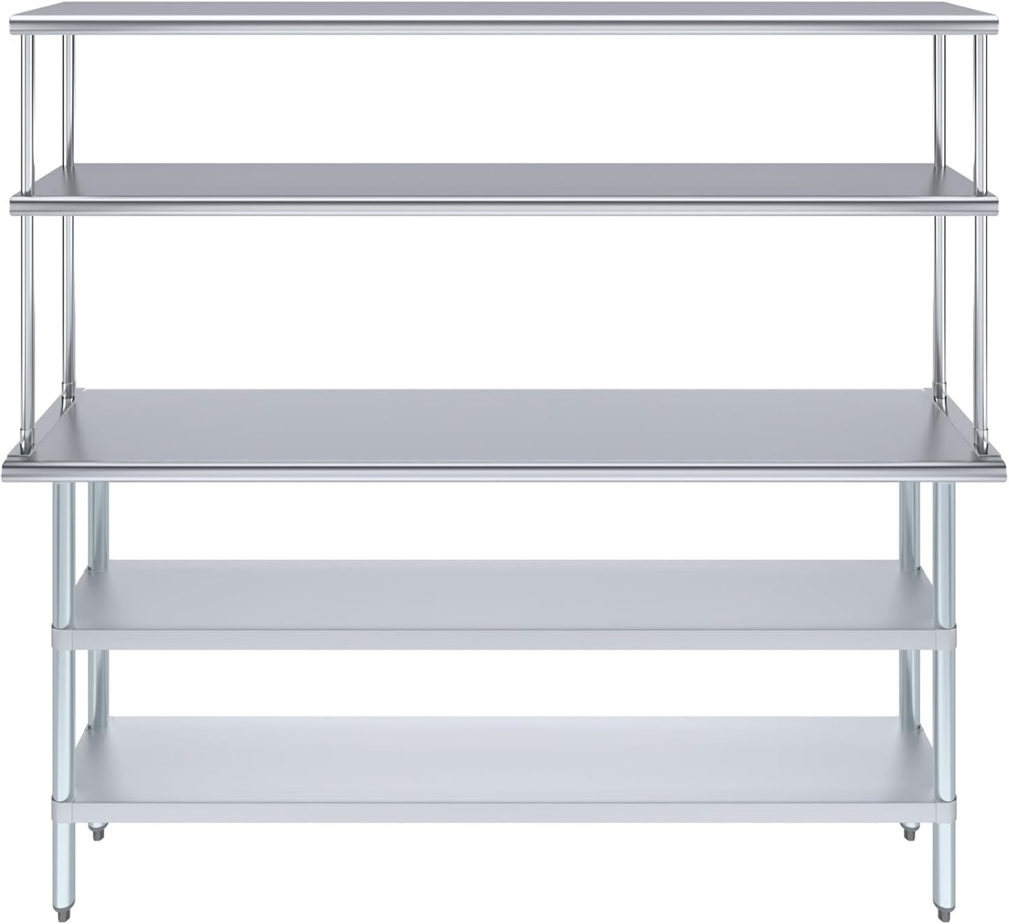 Amgood Stainless Steel Work Table with 2 Shelves & Overshelf | Metal Kitchen Prep & Shelving Combo (14" x 72" Table + 12" Overshelf)
