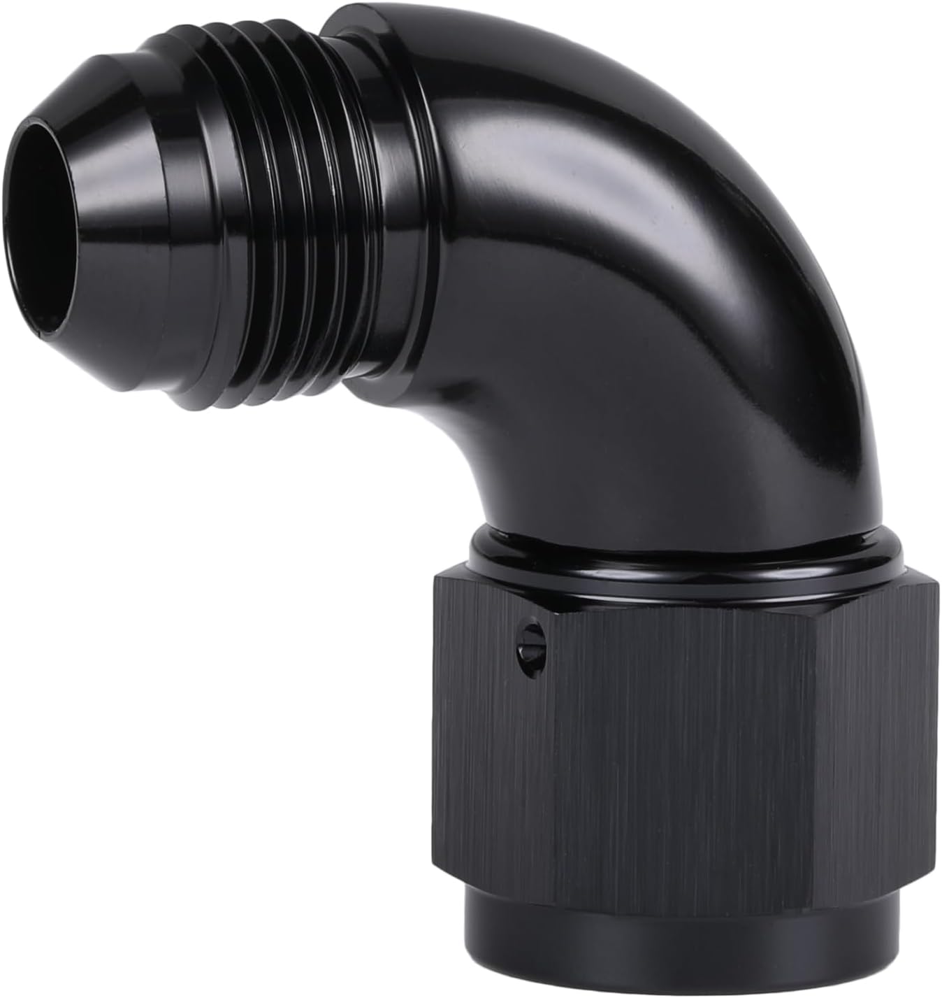 90 Degree 8AN Male to 8AN Female Swivel Full Flow Fitting Adapter Coupler Aluminum Black