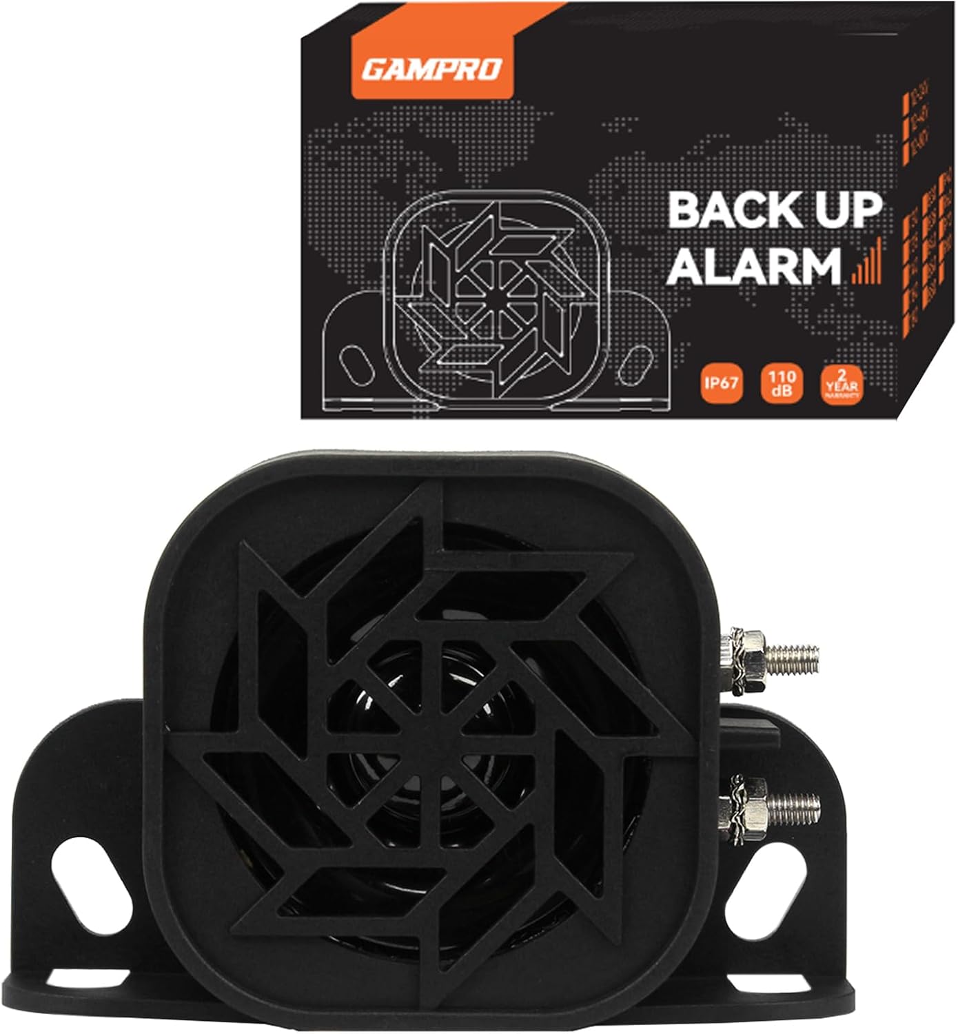 730 Back-up Alarm 12V-24V 110dB IP67 Waterproof Dust-Proof Reversing Warning Alarm with Super Loud Beeper Tone for Truck Van Forklift Car Lorry Agricultural Vehicles