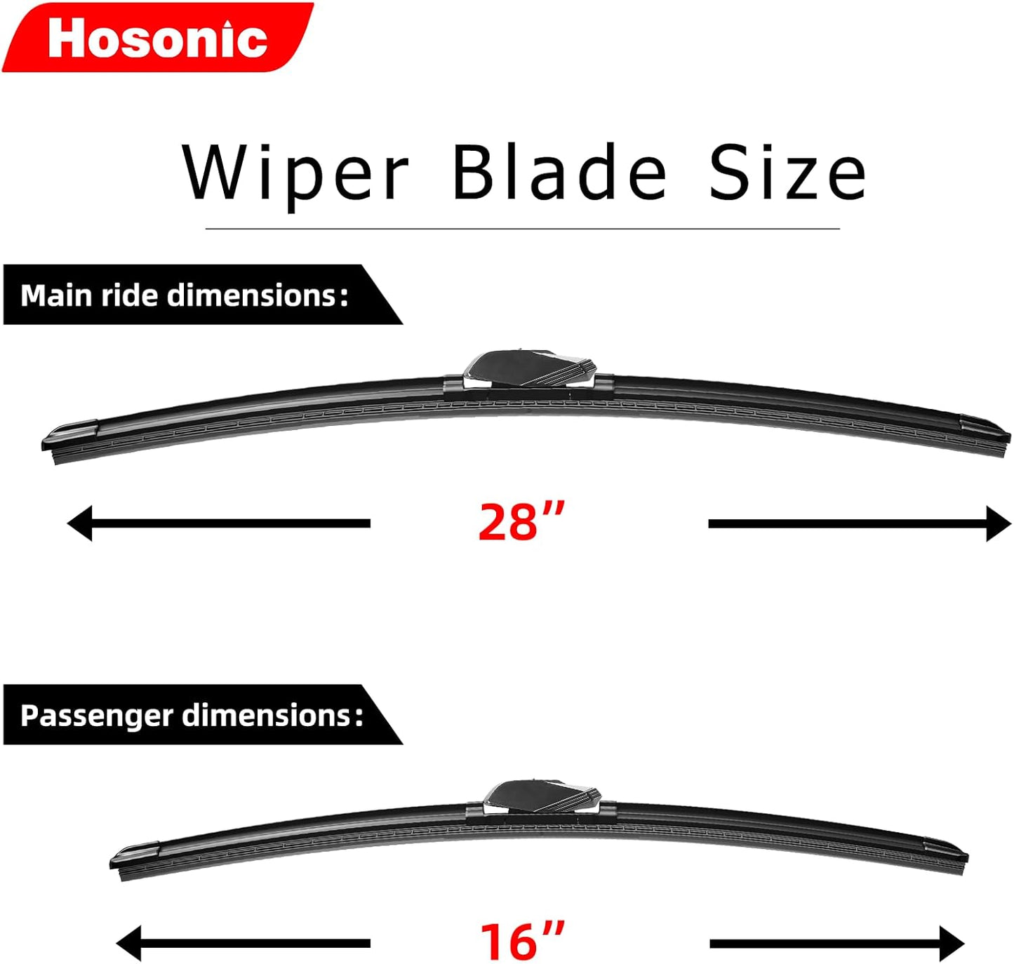 Windshield Wipers, 28" + 16" Wiper Blades, Compatible with Toyota Prius 2022-2016, 2022-2019 AWD-e, 2022-2017 Prime - Double Service Life (Set of 4)
