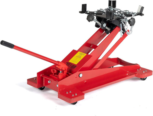 TUFFIOM Hydraulic Transmission Service/Floor Jack Lift 1/2 Ton (1,000 lb) Capacity, Low Profile Roll-Under Floor Trolley, Automotive Shop Tool Hoist Lift Lifting Jack, Red