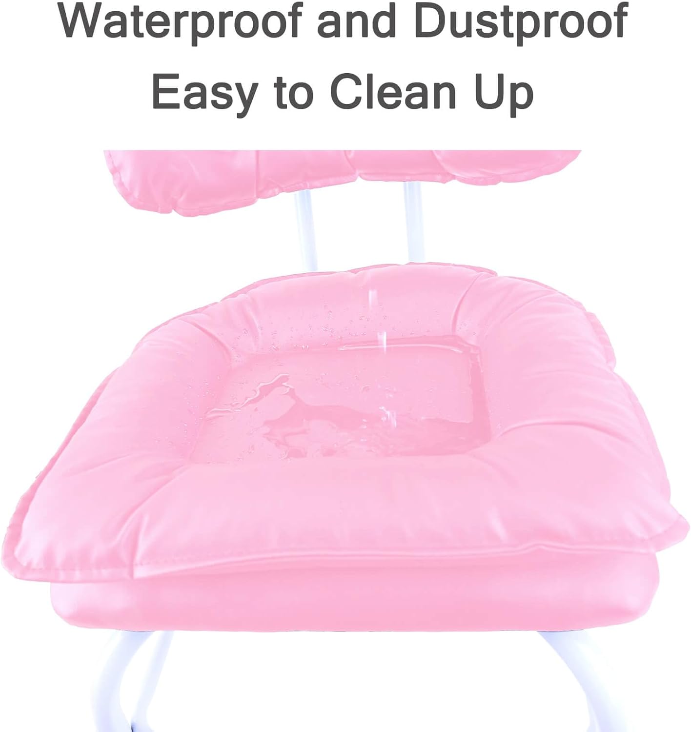 Rolling Stool Wide Seat with Back Rolling Chair 4 Wheels with Brakes for Home Office Garage Shop Waterproof Roller Seat Durable Steel Stand Pink