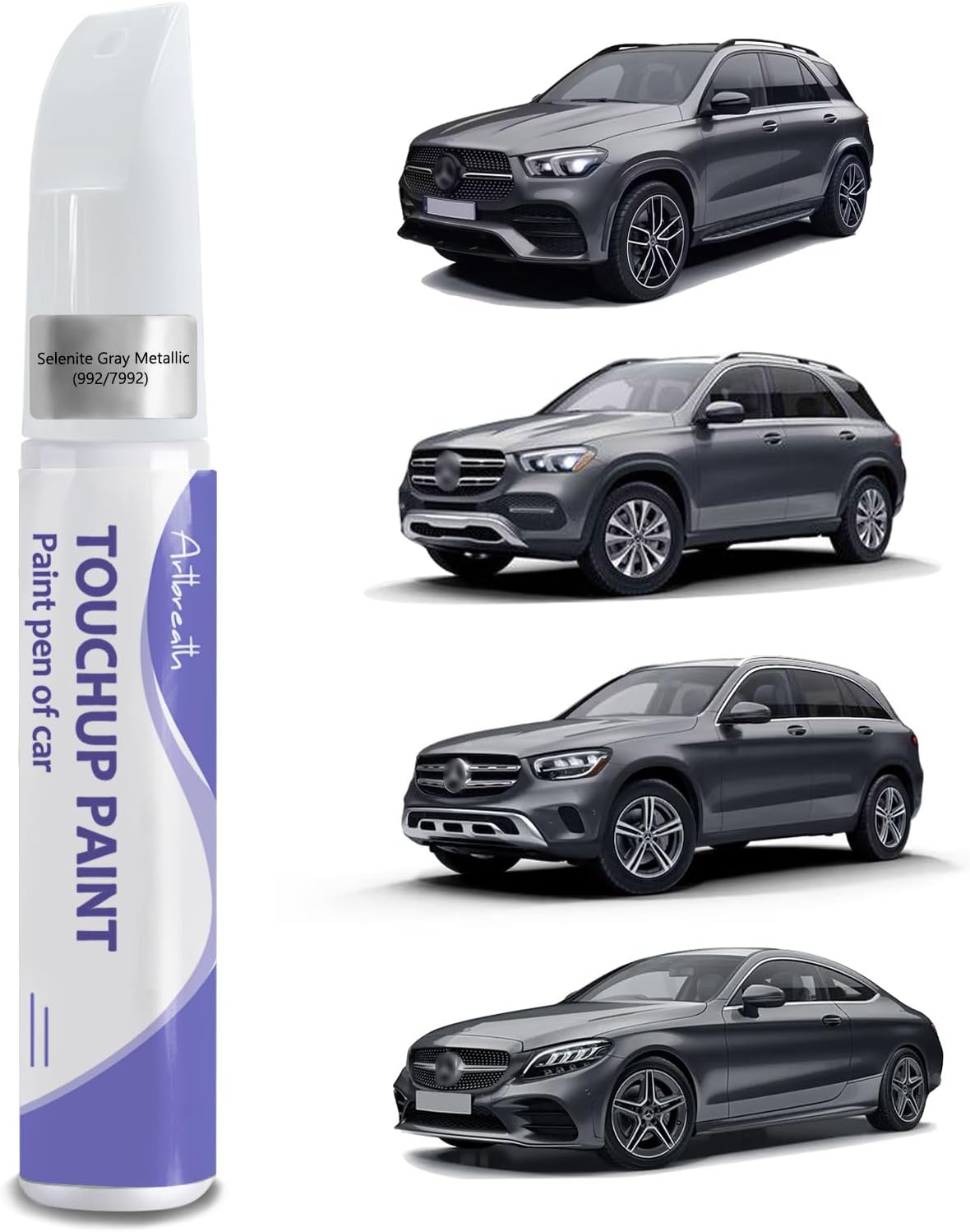Touch Up Paint for Mercedes Benz Selenite Gray(992/7992)-Exact Match–Chips and Nicks TouchUp Paint Pen Scratch Repair Car Accessories Car Paint Pen for Erase Car Scratches