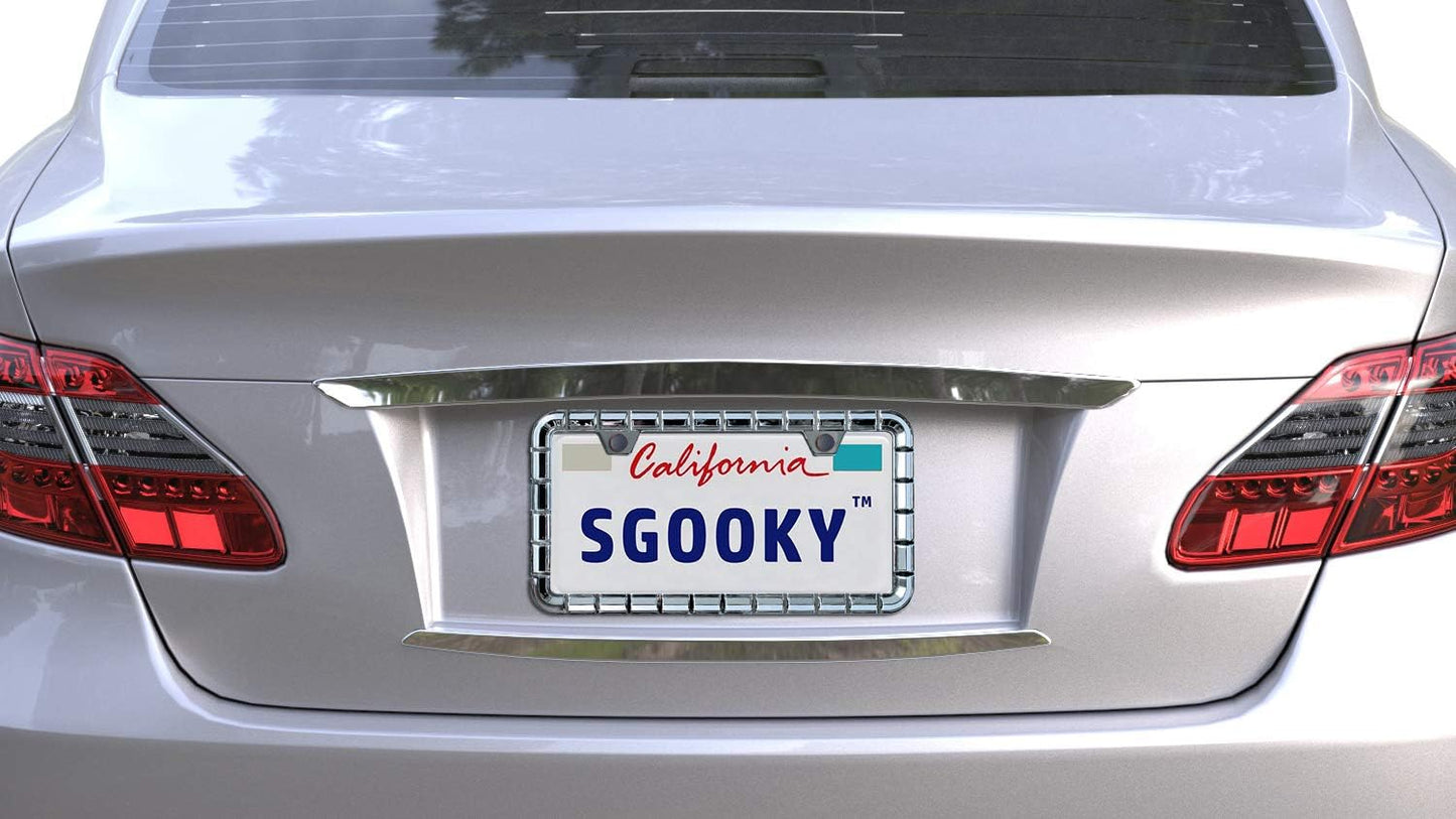 3D Chrome License Plate Frames, Pure Zinc Alloy Metal (Chain Pattern)