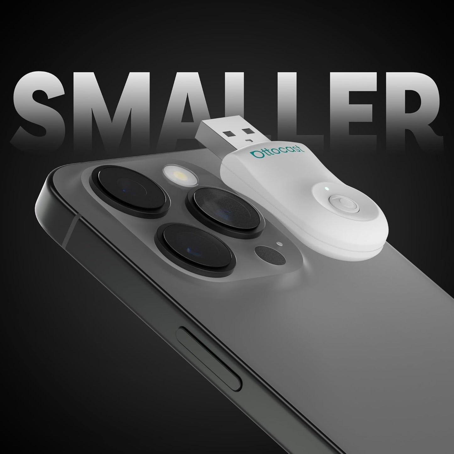 OTTOCAST Wireless Carplay Adapter 2025 for Apple iPhone, Convert Wired to Wireless Car Play for Older Cars Mini USB Design Plug & Play, Multi-User Seamless Connection for iOS 10+/ Android Auto (White)