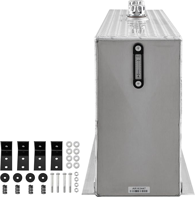 Buyers Products UR50A 50 Gallon Upright Aluminum Hydraulic Reservoir, Lightweight, With Baffles & Sight Gauge, Hydraulic Tank for Trucks