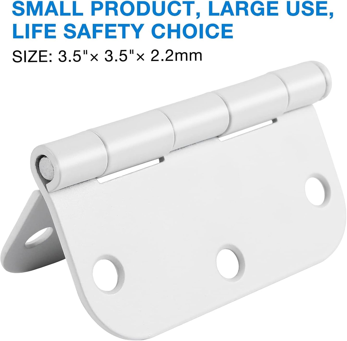 12 Pack Interior 3.5" Door Hinges for Doors 3 1/2 Inch White Matte Rounded 5/8" Noise Free Flat Residential Standard Hinge for Study Spare/Play/Lounge/Bed Room,Walk-in Closet,DIY Table,Celler,Balcony