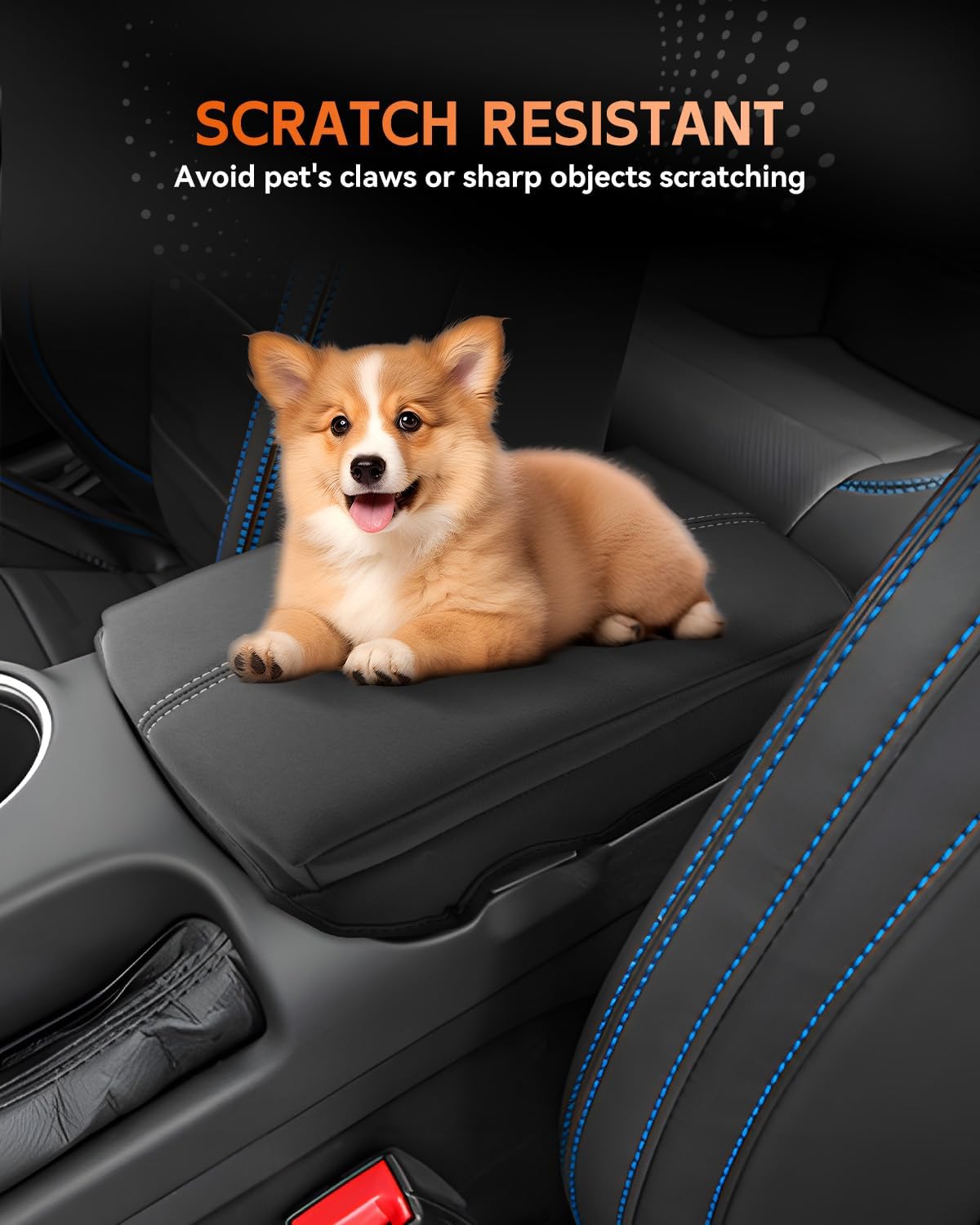 CDEFG for Ford Mustang 2024-2025 Center Console Cover Armrest Box Cover for Mustang 2024 2025 Accessories Console Arm Rest Protector Thickened White Line