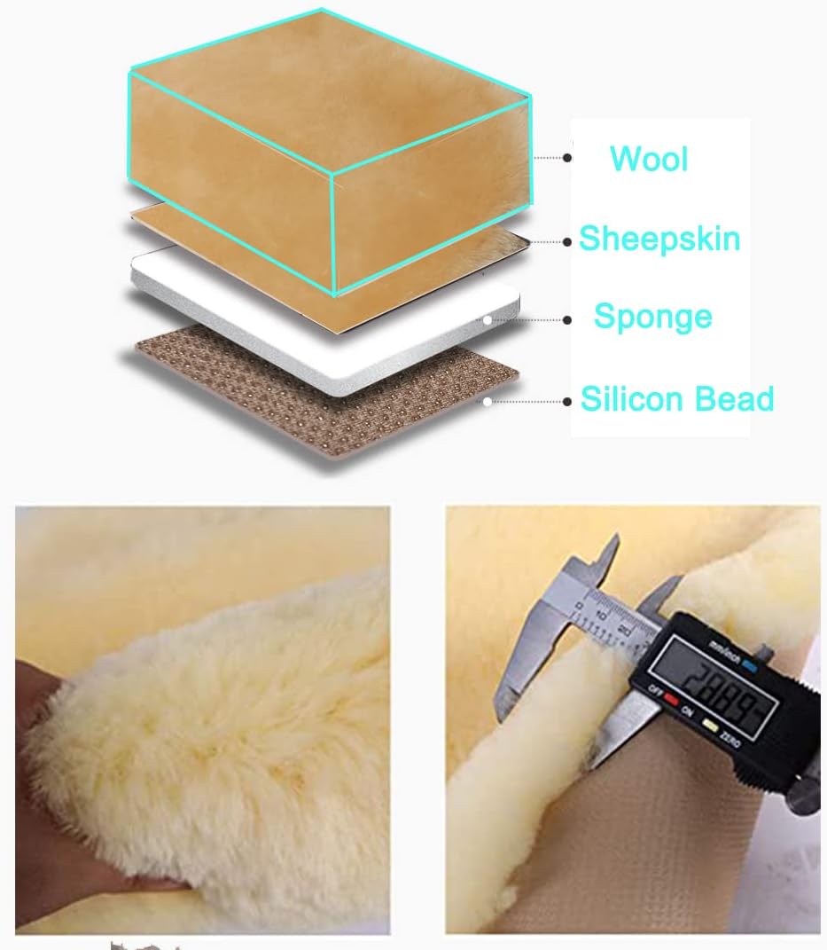 Fluffy Genuine Australia Sheepskin Car Seat Cover for Auto Interior Accessories with Soft Fuzzy Wool Eco-Friendly Natural Fur Non-Slip (Honey Beige, Front 20 * 20inchs)