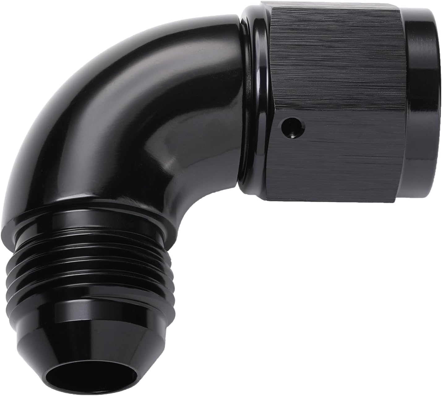 90 Degree 10AN Male to 10AN Female Swivel Full Flow Fitting Adapter Coupler Aluminum Black
