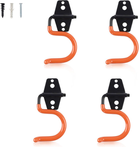 AOBEN Garage Hooks Heavy Duty, Steel Garage Storage Hooks, Utility Tool Hangers and Broom and Mop Holder Wall Mounted for Organizing Cleaning Tools, Mops, Garden Tools (S, 4 Pack)