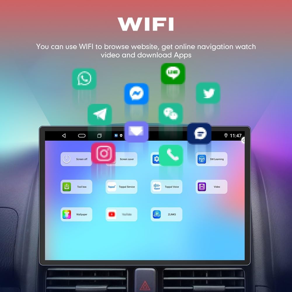 Kunfine Car CarPlay Android Auto Navigation Stereo GPS Radio Camera Display 13.1" QLED Touchscreen Headunit Tablet Media Player for Peugeot 301 2013-2022, if Applicable Octa Core 4G+64G Gloss Black