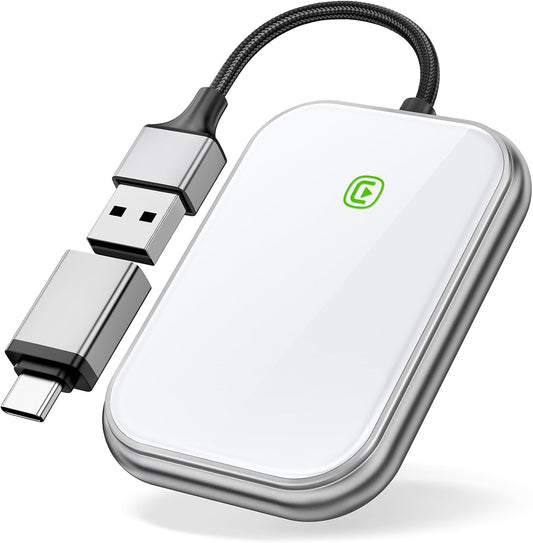 Wireless CarPlay Adapter - Fast & Stable Connection for Carplay Wireless Adapter Convert Factory Wired to Wireless CarPlay Dongle Plug & Play Car Play Fit for iPhone iOS 10+ (Dark Silver)