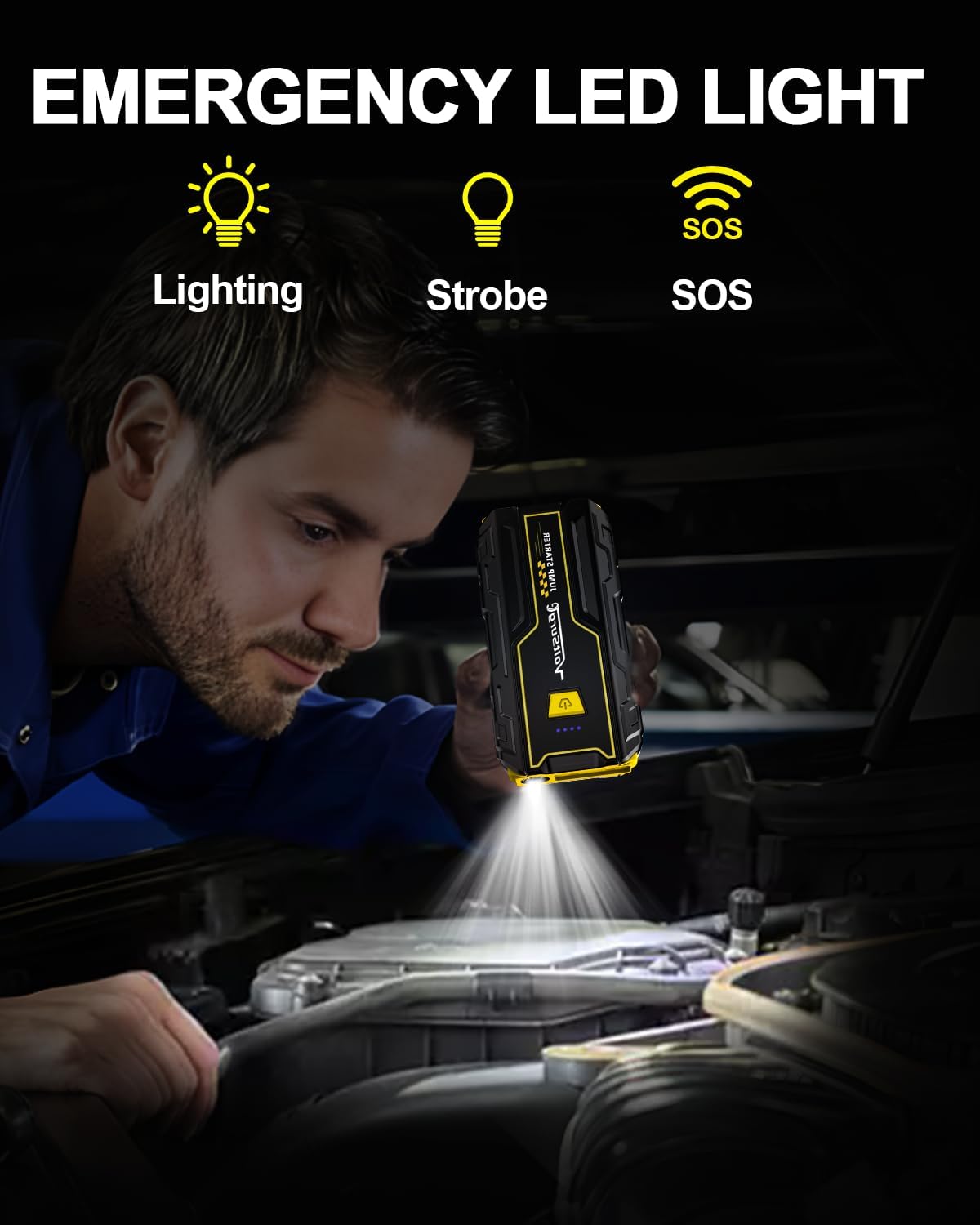 Car Jump Starter, 4000A Battery Jumper Starter Portable (Engines up to 7.0L Gas / 5.5L Diesel) 12V, Car Battery Charger, LED Flashlight with USB Ports