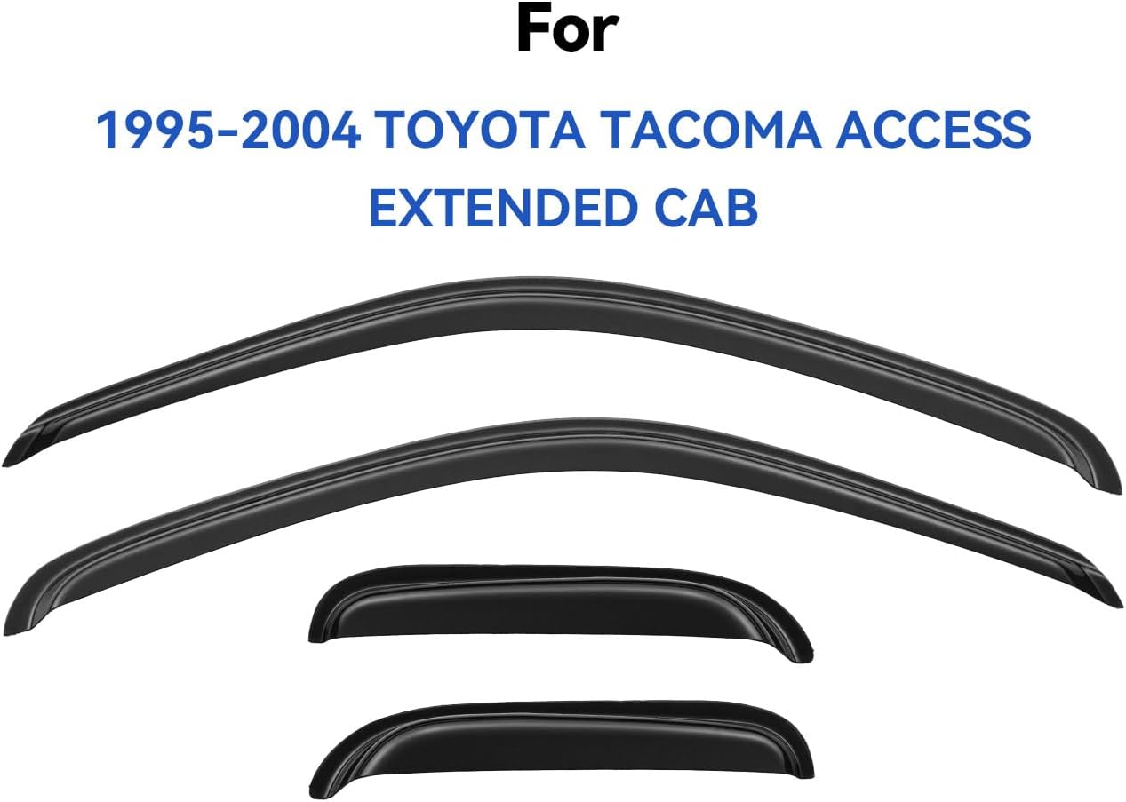 Window Visors Rain Guards Shield for 1995-2004 Toyota Tacoma Access Cab, Out-Channel Window Vent Wind Deflectors Visors Shades for 95-04 Tacoma Extended Cab