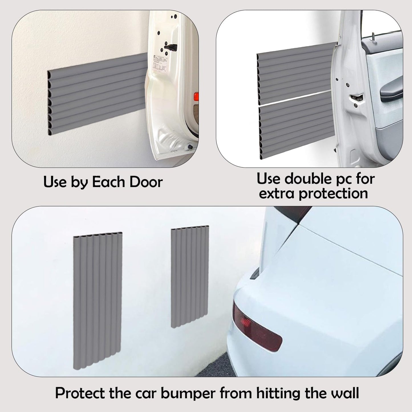 Rubber Bond Garage Wall Protectors - 4in x 12ft Strong Self-Adhesive Rubber Bumper Protectors for Garage Walls - Waterproof and Anti-Scratch Garage Wall Protector for Car Doors (Grey)