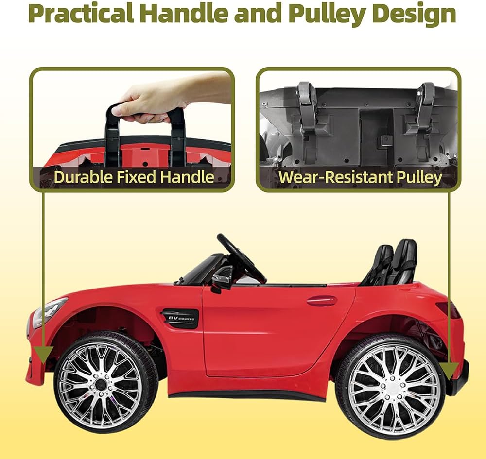 12V Ride On Car for Kids, Electric Car with Remote Control, Bluetooth Music Player for 3-8 Year Old, Red