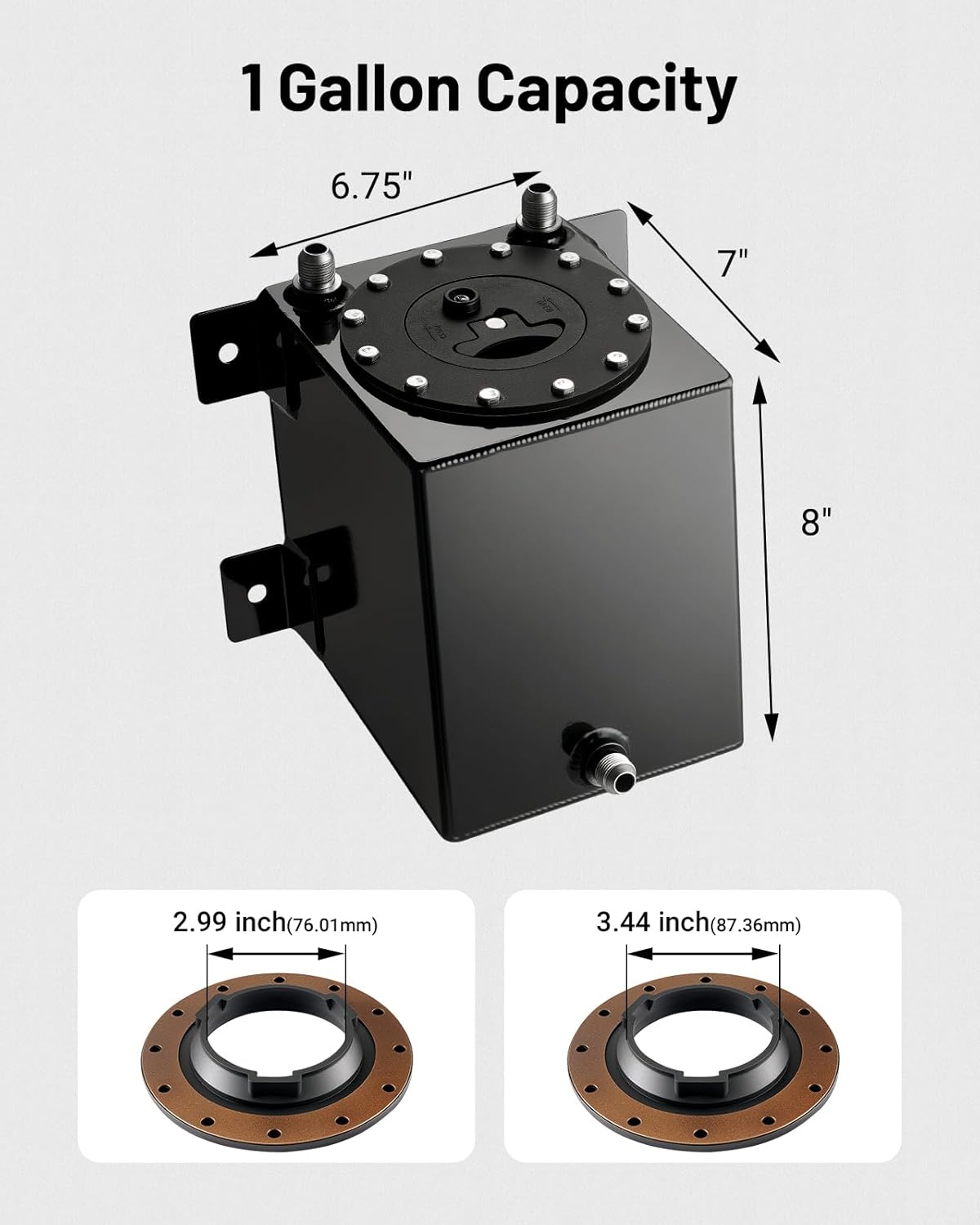 EVIL ENERGY 1 Gallon Fuel Cell Gas Tank Aluminum with Cap Street Drift Black