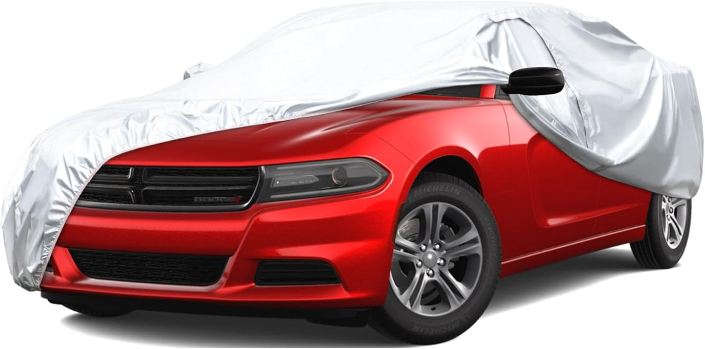 Car Cover Compatible with Dodge Charger 2006-2024/Honda Accord 2001-2024,Waterproof Car Cover for Automobiles All Weather with Door Zipper & Cotton Lining,Windproof Sun UV Hail Protection