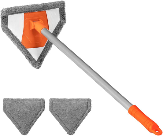 Conliwell Windshield Interior Cleaner Tool - Auto Glass Wash Brush with 2 Washable and Reusable Microfiber Pads | Car Accessories Interior Cleaning Kit for Trucks, SUVs, RVs & Home Windows