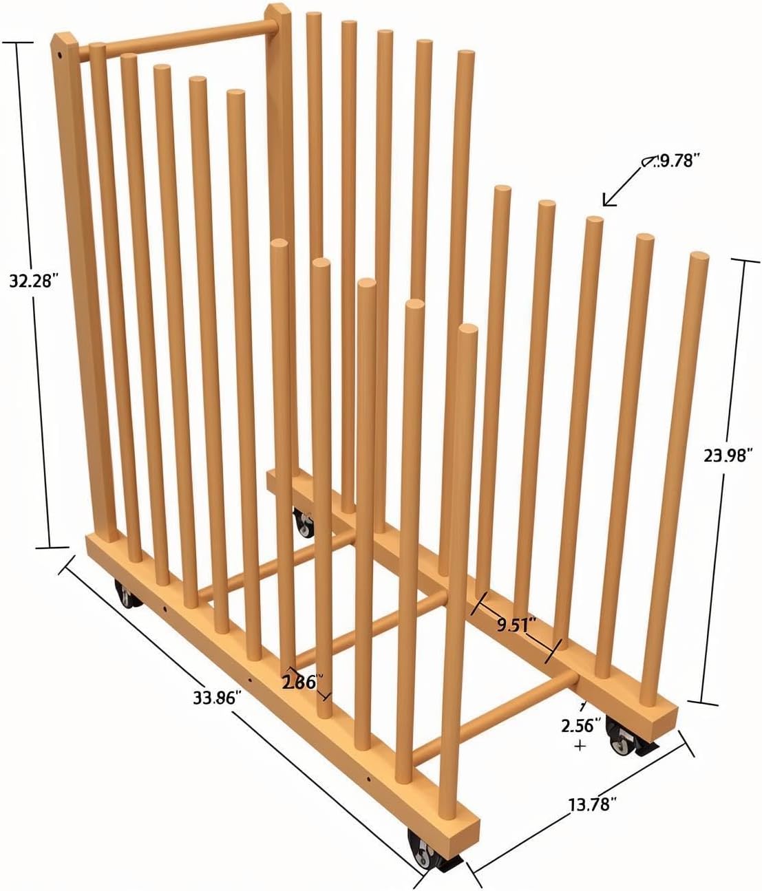 Art Storage Rack,Wood Art Drying Storage Stand with Hand&Caster Wheels , Art Canvas Storage for Art Studios,Drawing Board,Printed Matter,Gallery,Artworks