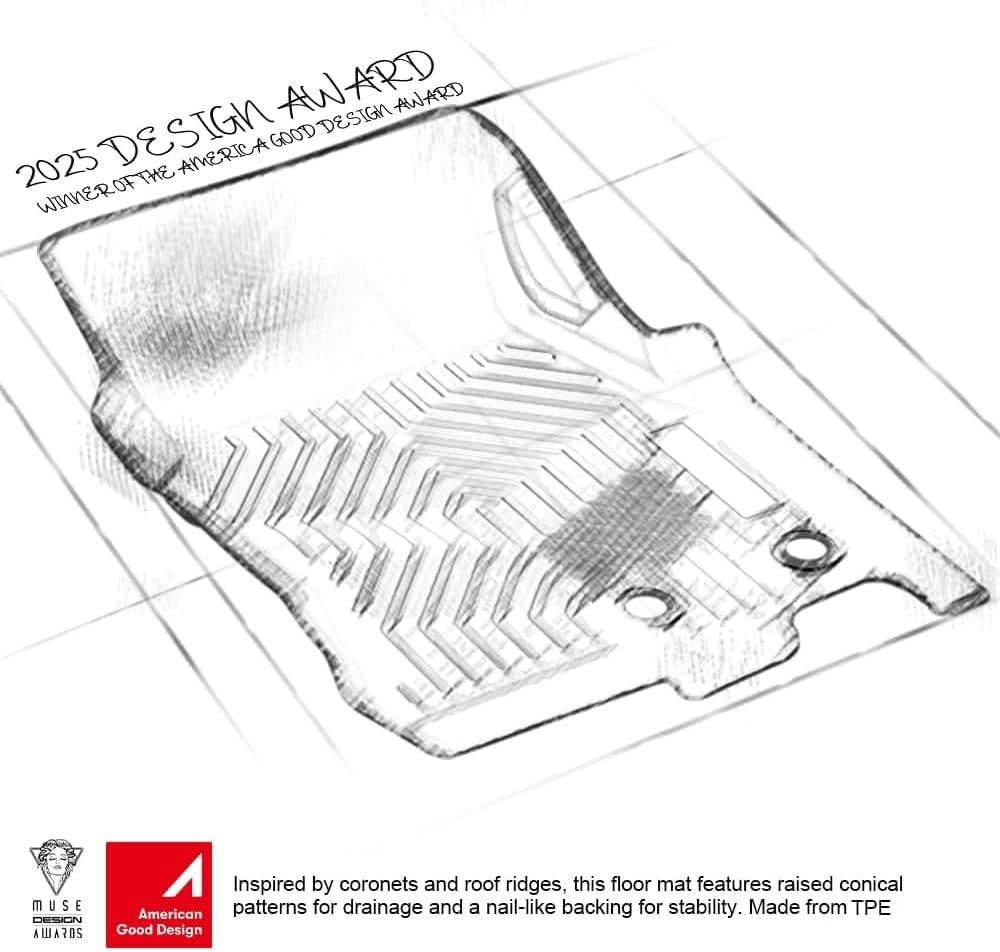 G-PLUS Floor Mats Fit for Ford F150 2015-2025 Super Crew (Includes 2022-2025 Lightning Models) w/o Fold Flat Storage, Custom Fit TPE All Weather Front & 2nd Row Floor Liners Truck Mats,3PCS Black